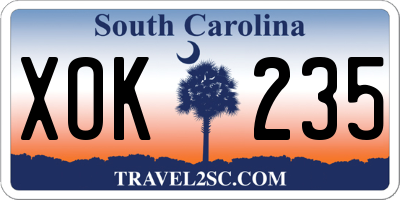 SC license plate XOK235