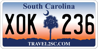 SC license plate XOK236