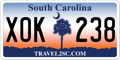 SC license plate XOK238