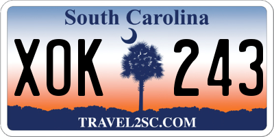 SC license plate XOK243