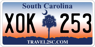SC license plate XOK253