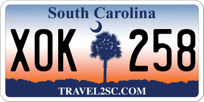 SC license plate XOK258
