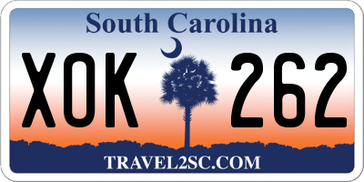 SC license plate XOK262