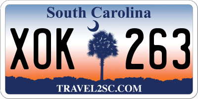 SC license plate XOK263