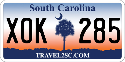 SC license plate XOK285