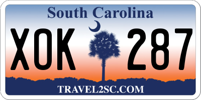 SC license plate XOK287