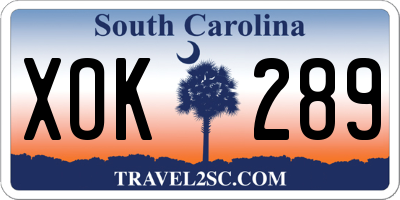 SC license plate XOK289