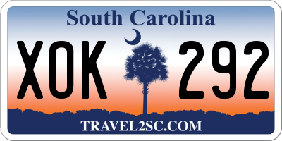 SC license plate XOK292