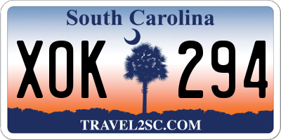 SC license plate XOK294