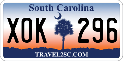 SC license plate XOK296