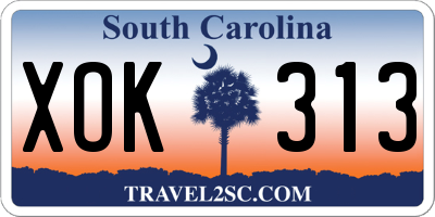 SC license plate XOK313