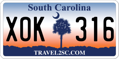 SC license plate XOK316