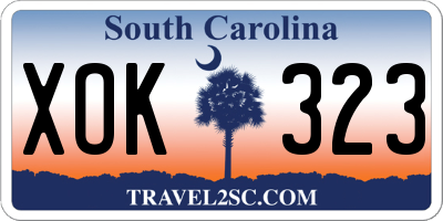 SC license plate XOK323