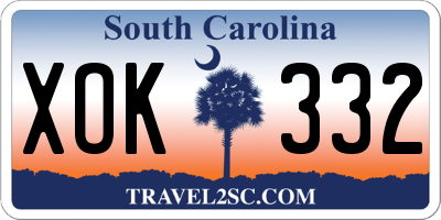 SC license plate XOK332