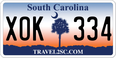 SC license plate XOK334