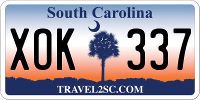 SC license plate XOK337