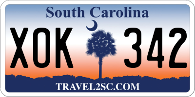 SC license plate XOK342