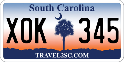 SC license plate XOK345