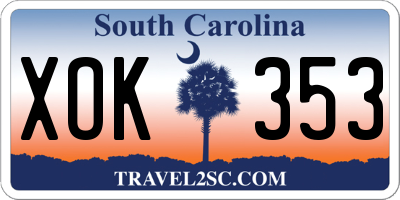 SC license plate XOK353