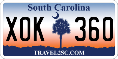 SC license plate XOK360