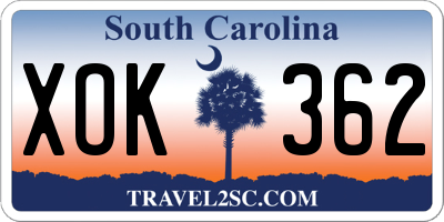 SC license plate XOK362