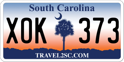 SC license plate XOK373