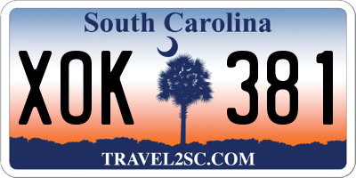 SC license plate XOK381