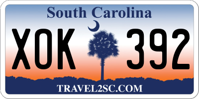 SC license plate XOK392
