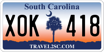 SC license plate XOK418