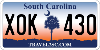 SC license plate XOK430