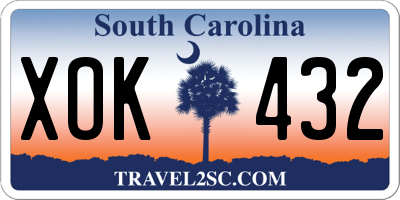 SC license plate XOK432