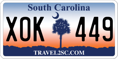 SC license plate XOK449