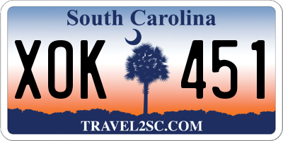 SC license plate XOK451