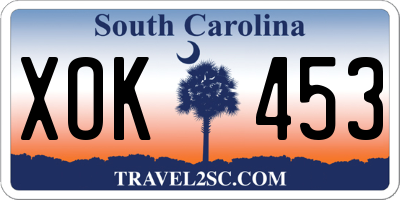 SC license plate XOK453