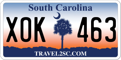 SC license plate XOK463