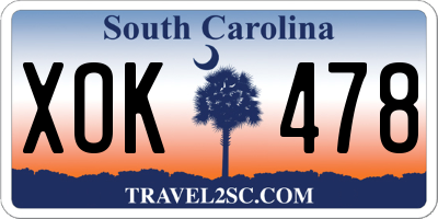 SC license plate XOK478