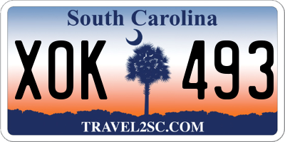 SC license plate XOK493
