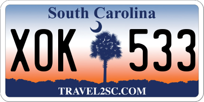 SC license plate XOK533