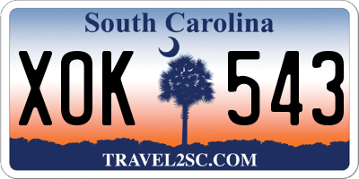 SC license plate XOK543