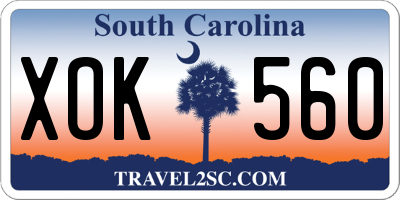 SC license plate XOK560