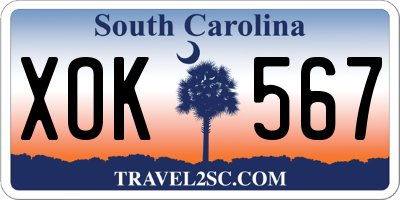 SC license plate XOK567