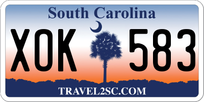 SC license plate XOK583