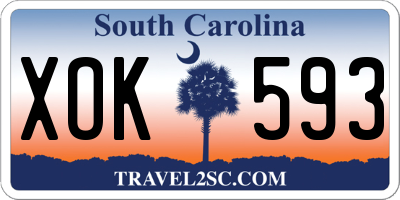 SC license plate XOK593