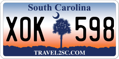 SC license plate XOK598