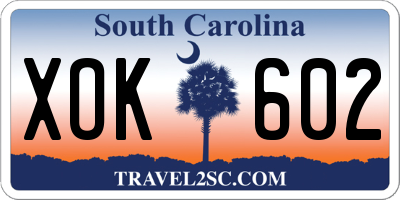SC license plate XOK602