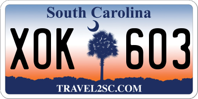SC license plate XOK603