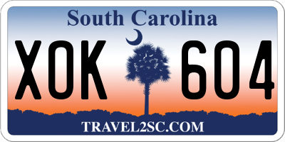 SC license plate XOK604