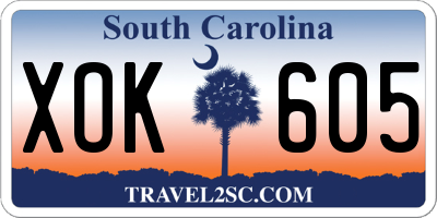 SC license plate XOK605