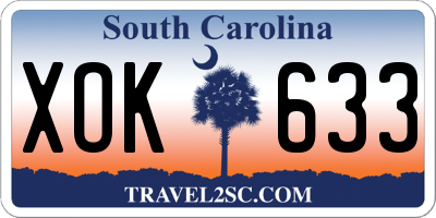SC license plate XOK633