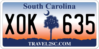 SC license plate XOK635